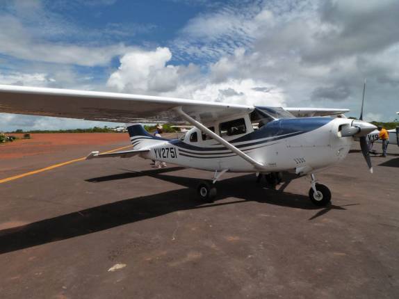 Avião para sobrevoar o Salto Angel, em Canaima, no sul da Venezuela
